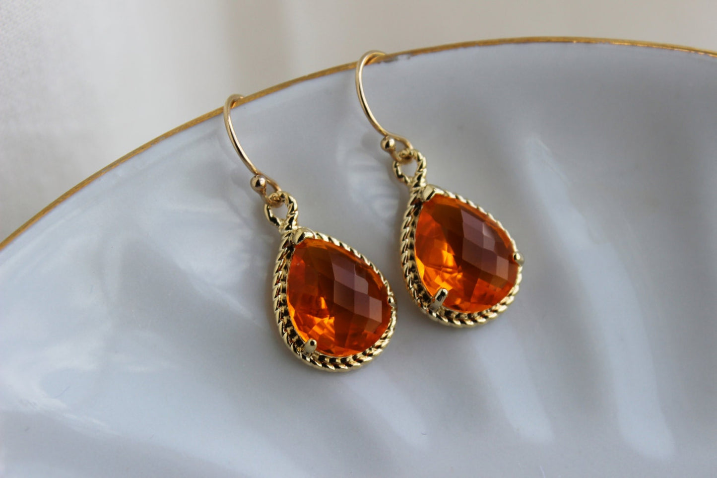 Burnt Orange Earrings Amber Gold Jewelry - Tangerine Bridesmaid Earrings Wedding Earrings Amber Bridesmaid Jewelry Orange Wedding Jewelry