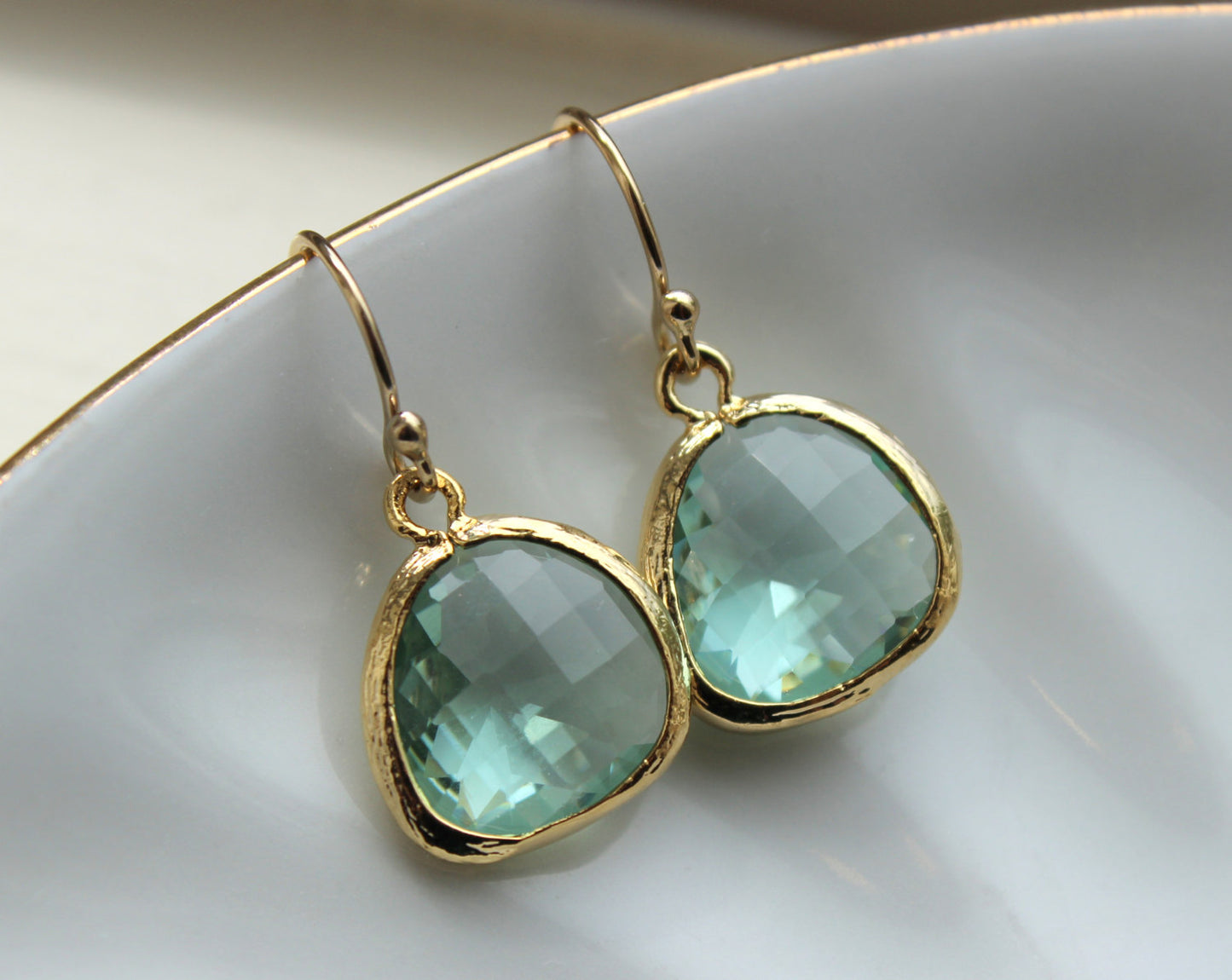 Gold Prasiolite Green Earrings Wedding Jewelry Light Green Bridesmaid Earrings Gift Prasiolite Bridal Jewelry Personalized Gift Under 25