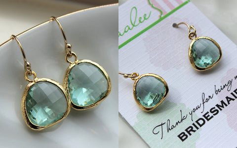 Gold Prasiolite Green Earrings Wedding Jewelry Light Green Bridesmaid Earrings Gift Prasiolite Bridal Jewelry Personalized Gift Under 25