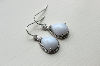 Silver White Opal Earrings White Wedding Jewelry Bridesmaid Earrings Gift White Opal Cream Bridal Jewelry Personalized Gift Under 25