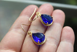 Gold Cobalt Blue Earrings Electric Blue Jewelry Earrings - Bridesmaid Earrings Electric Blue Wedding Jewelry Bridal Earrings Cobalt Wedding