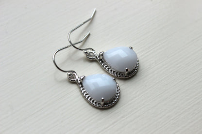 Silver White Opal Earrings Cream Jewelry - Bridesmaid Earrings White Opal Wedding Jewelry Winter White Silver Bridesmaid Jewelry