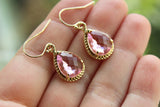 Light Pink Earrings Gold Blush Teardrop Earrings Pink Bridesmaid Earrings Jewelry Wedding Earrings Valentines Day Gift Blush Bridal Jewelry