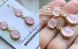 Blush Pink Jewelry Gold Bridesmaid Earrings - Blush Pink Earring - Bridesmaid Jewelry - Pink Earings - Wedding Jewelry - Wedding Earrings TT