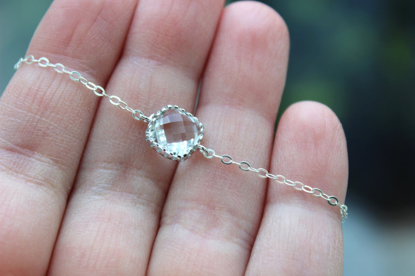 Dainty Silver Crystal Bracelet Clear Bracelet Crystal Jewelry Bridesmaid Bracelet - Crystal Clear Wedding Jewelry - Bridal Bracelet