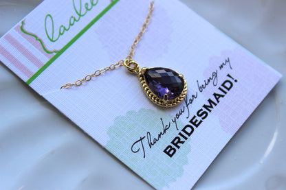 Gold Amethyst Necklace Purple Tanzanite Wedding Necklace Jewelry Bridesmaid Gift Jewelry Plum Purple Jewelry Amethyst Gift Under 30