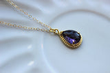 Amethyst Necklace Gold Purple Teardrop - 14k Gold Filled Chain - Bridesmaid Jewelry - Wedding Jewelry - Bridesmaid Necklace - Tanzanite