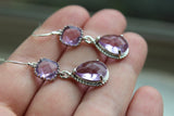 Silver Lavender Earrings Lilac Purple Jewelry Teardrop Glass Two Tier Earrings Bridesmaid Earrings Wedding Earrings Lavender Wedding Jewelry