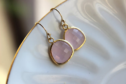 Gold Pink Opal Earrings Blush Wedding Jewelry Light Pink Bridesmaid Earrings Gift Blush Pink Bridal Jewelry Personalized Gift Under 25