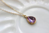 Gold Lavender Necklace Purple Lilac Wedding Necklace Jewelry Bridesmaid Gift Jewelry - Lavender Jewelry Gift Under 30