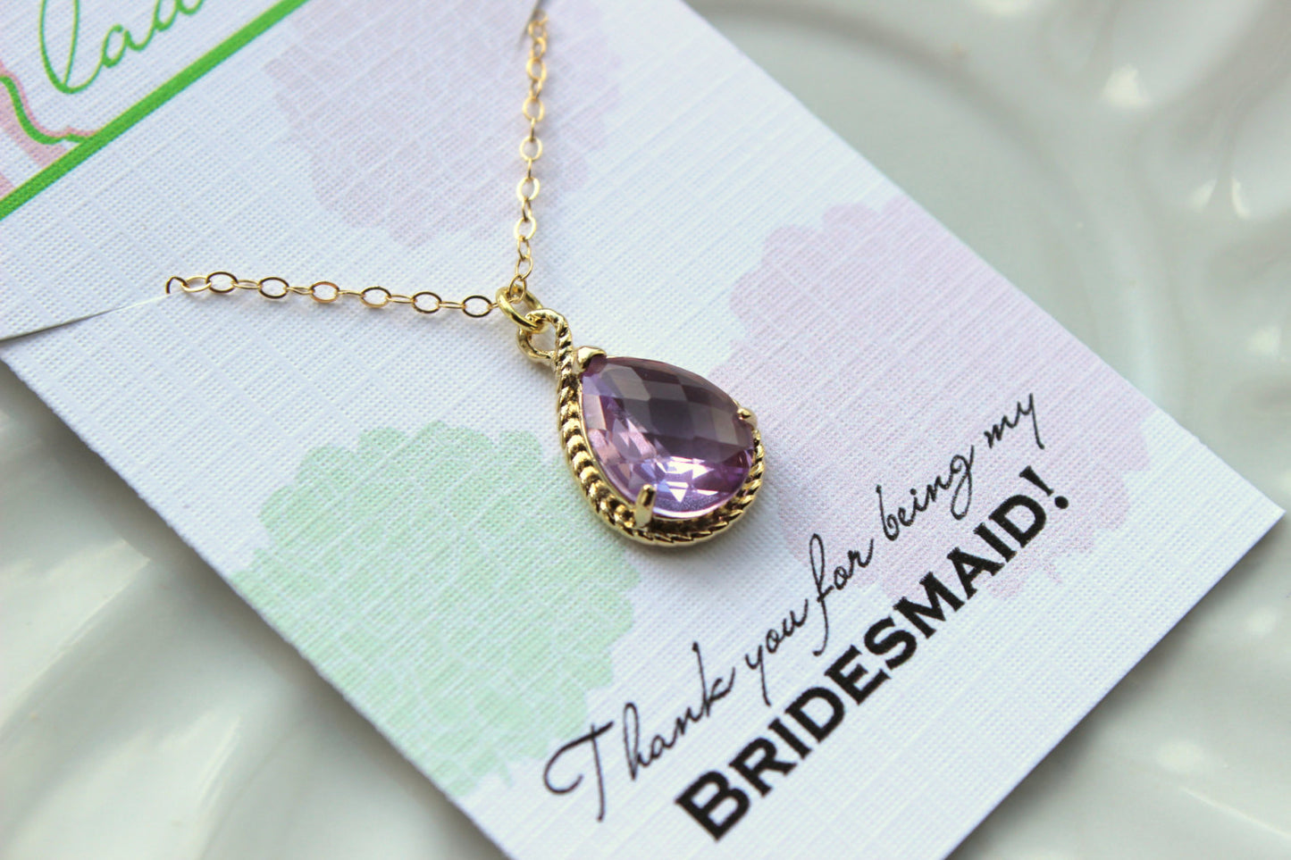 Gold Lavender Necklace Purple Lilac Wedding Necklace Jewelry Bridesmaid Gift Jewelry - Lavender Jewelry Gift Under 30