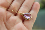 Gold Lavender Necklace Purple Lilac Wedding Necklace Jewelry Bridesmaid Gift Jewelry - Lavender Jewelry Gift Under 30