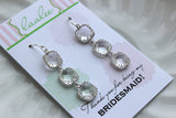 Square Silver Crystal Earrings Wedding Jewelry Crystal Clear Bridesmaid Earrings Bridesmaid Gift Bridal Jewelry Personalized Thank You Note