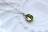 Silver Peridot Necklace Apple Green Jewelry - Sterling Silver Chain - Wedding Necklace Jewelry Bridesmaid Gift Jewelry Green Bridal Jewelry