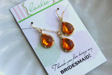 Gold Burnt Orange Jewelry Set Tangerine Earring Necklace Orange Wedding Jewelry Set Bridesmaid Jewelry Bridal Gift Personalized Note Card