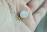Gold White Opal Druzy Necklace Natural Druzy Jewelry - White Opal Drusy Necklace Druzy Christmas Gift Under 20 Necklace Statement Jewelry