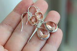 Blush Champagne Earrings Peach Pink Silver Earrings Teardrop Glass Two Tier - Bridesmaid Earrings Wedding Earrings Bridesmaid Jewelry