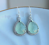 Silver Soft Mint Earrings Seafoam Green Jewelry - Mint Bridesmaid Jewelry Seafoam Bridesmaid Earrings - Mint Blue Wedding Jewelry Earrings