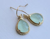 Gold Soft Mint Earrings Seafoam Green Jewelry - Mint Bridesmaid Jewelry Seafoam Bridesmaid Earrings - Mint Blue Wedding Jewelry Earrings