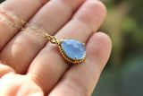 Gold Periwinkle Necklace Lavender Blue Periwinkle Jewelry, Blue Necklace Bridesmaid Jewelry Bridesmaid Gift, Wedding Jewelry, Something Blue