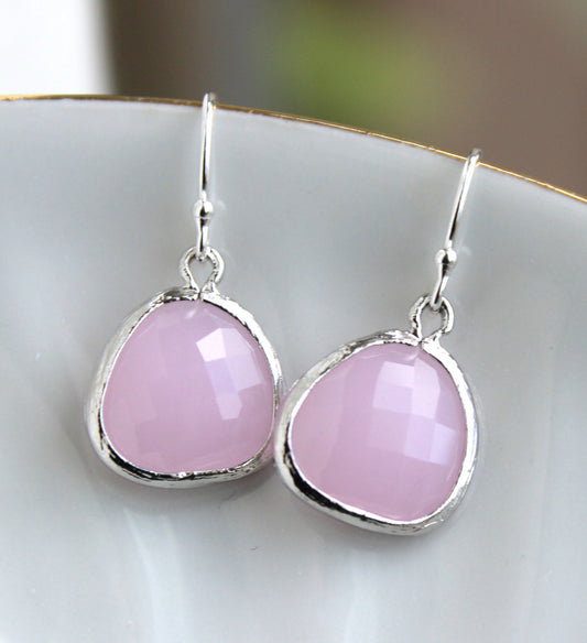 Silver Pink Opal Earrings - Light Pink Earrings - Silver Pink Jewelry - Sterling Silver Earwires - Bridesmaid Jewelry - Wedding Earrings