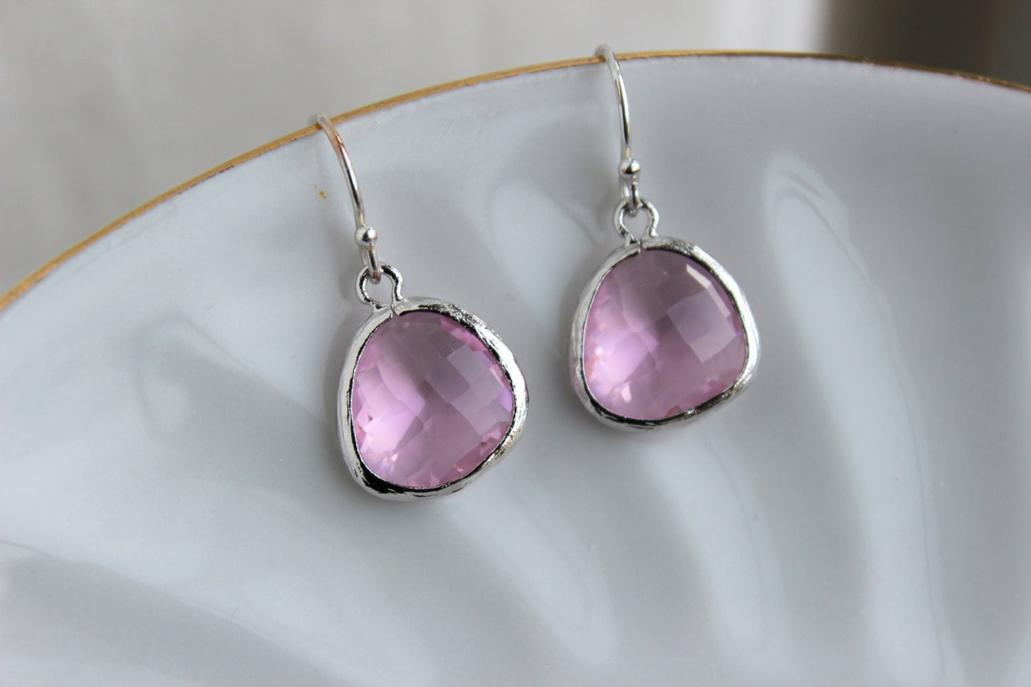 Silver Light Pink Earrings Blush Pink Jewelry - Pink Bridesmaid Earrings - Blush Wedding Earrings - Bridal Earrings - Wedding Jewelry