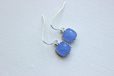 Dainty Small Silver Periwinkle Earrings - Lavender Blue Bridesmaid Earrings - Wedding Earrings - Silver Wedding Jewelry - Bridal Earrings
