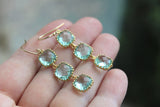 Gold Prasiolite Earrings - Light Green Three Tier Earrings - Wedding Earrings - Bridesmaid Earrings - Bridal Earrings - Wedding Jewelry