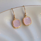 Small Dainty Opal Pink Earrings Gold Plated - Bridesmaid Earrings - Wedding Earrings - Wedding Jewelry - Bridal Earrings
