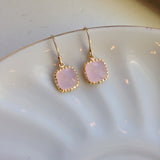 Small Dainty Opal Pink Earrings Gold Plated - Bridesmaid Earrings - Wedding Earrings - Wedding Jewelry - Bridal Earrings