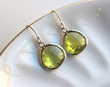 Peridot Earrings Apple Green Silver - Bridesmaid Earrings - Bridal Earrings - Wedding Earrings - Valentines Day Gift