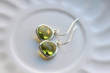 Peridot Earrings Apple Green Silver - Bridesmaid Earrings - Bridal Earrings - Wedding Earrings - Valentines Day Gift