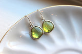 Peridot Earrings Apple Green Silver - Bridesmaid Earrings - Bridal Earrings - Wedding Earrings - Valentines Day Gift