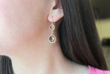 Blush Wedding Jewelry - Blush Champagne Earrings Peach Gold - Pink Blush Bridesmaid Jewelry - Teardrop Earrings - Gold Champagne Jewelry