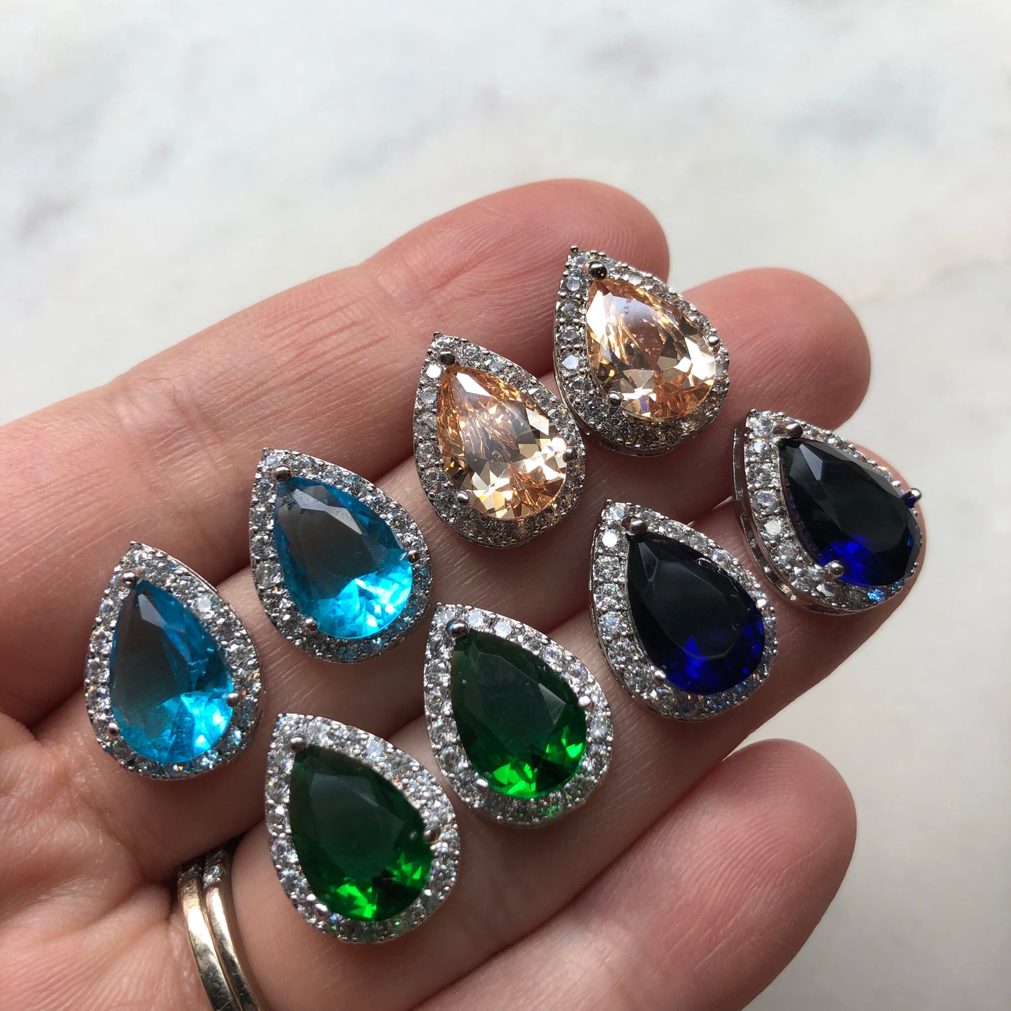 Crystal Stud Earrings - Choose color