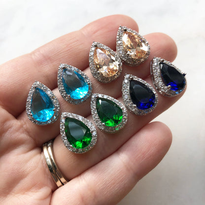 Crystal Stud Earrings - Choose color