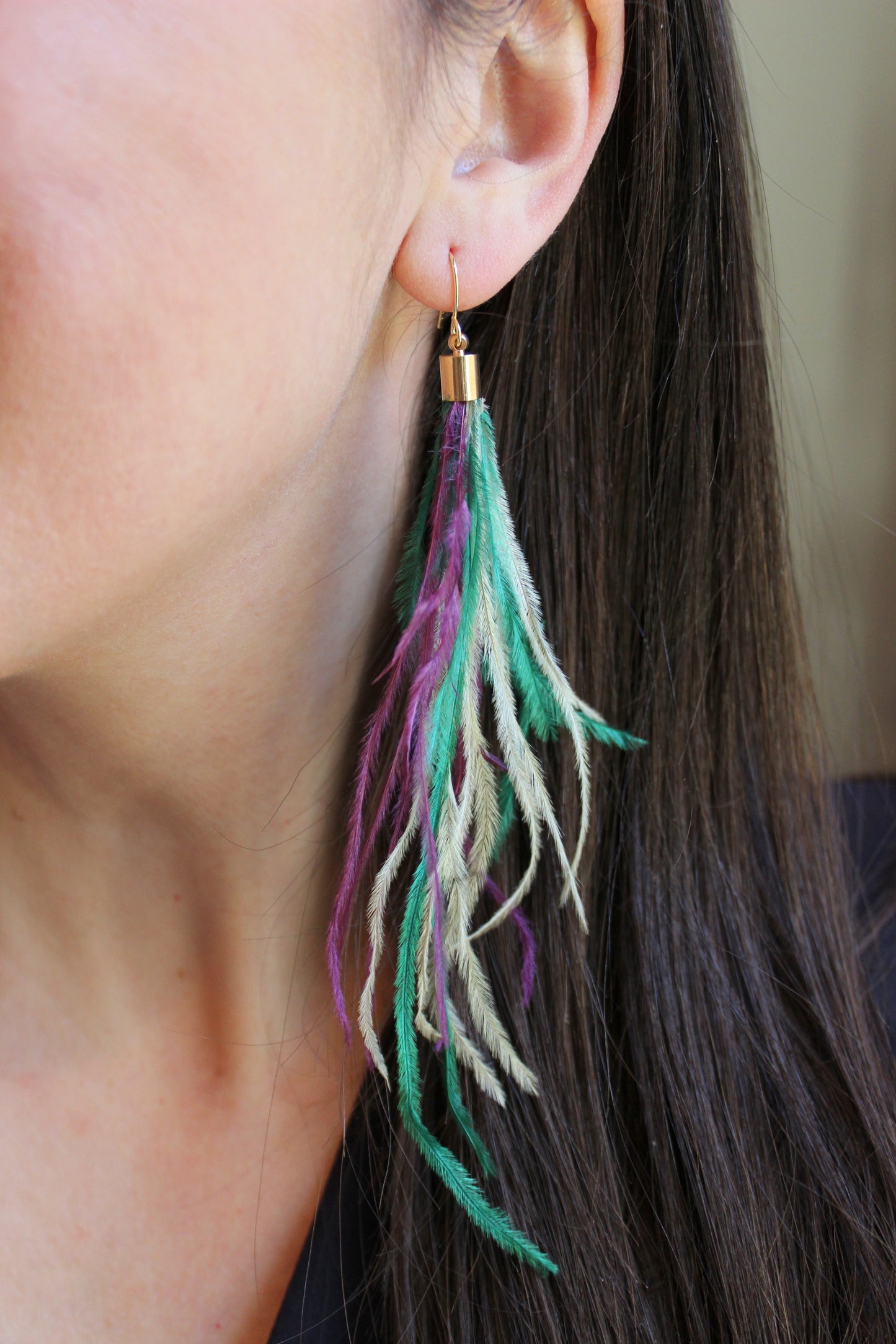 Mardi Gras Earrings, Feather Earrings
