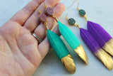 Mardi Gras Feather Earrings, Mardi Gras Jewelry