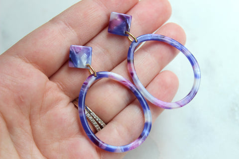 Purple Hoop Earrings - Stud Earrings