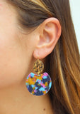 Gold Tortoise Shell Acrylic Earrings