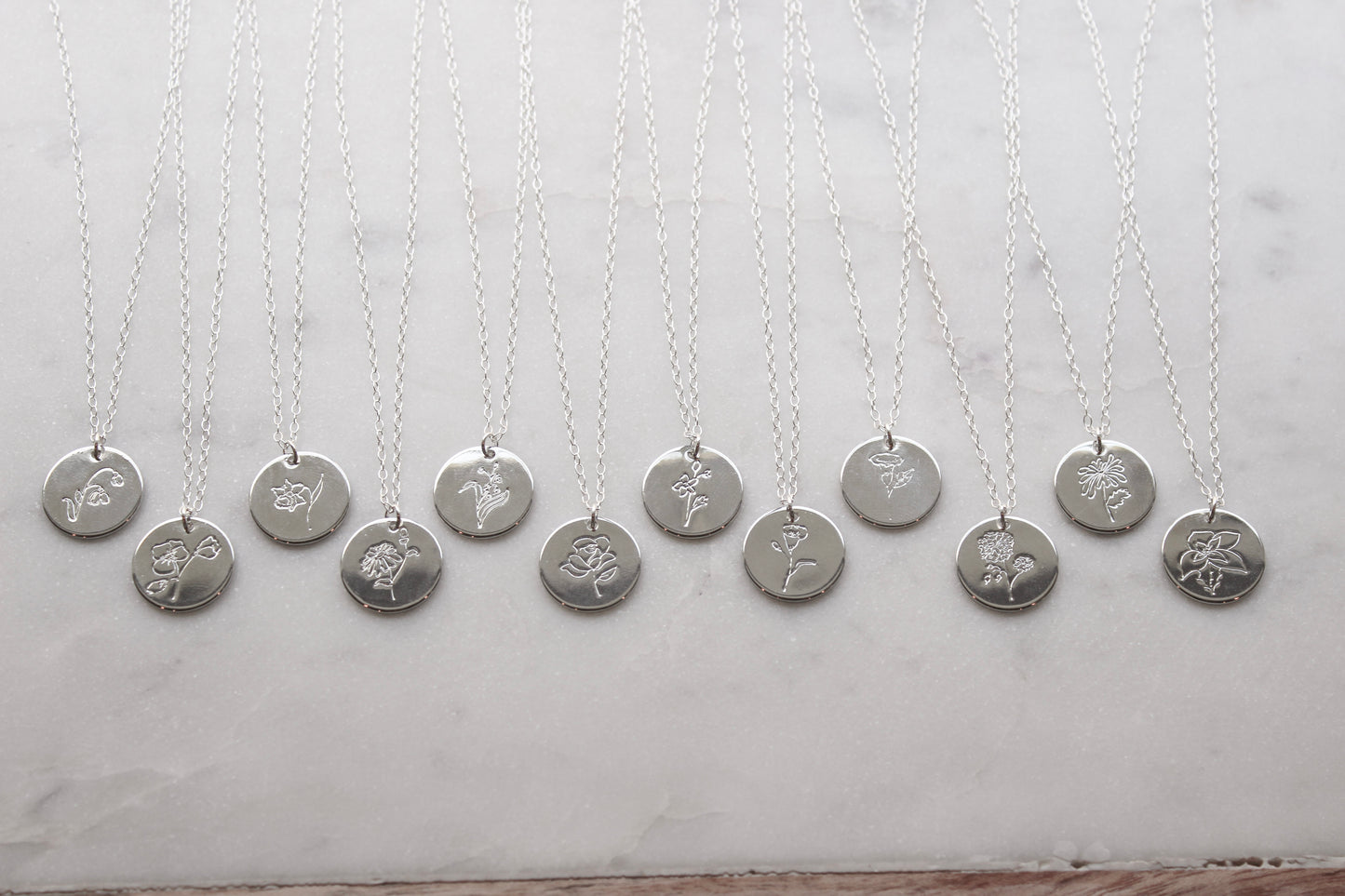 Silver Birth Flower Necklace