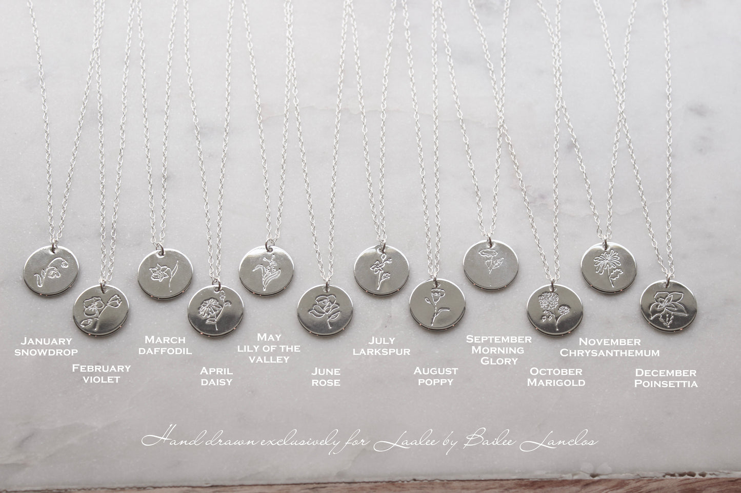 Silver Birth Flower Necklace