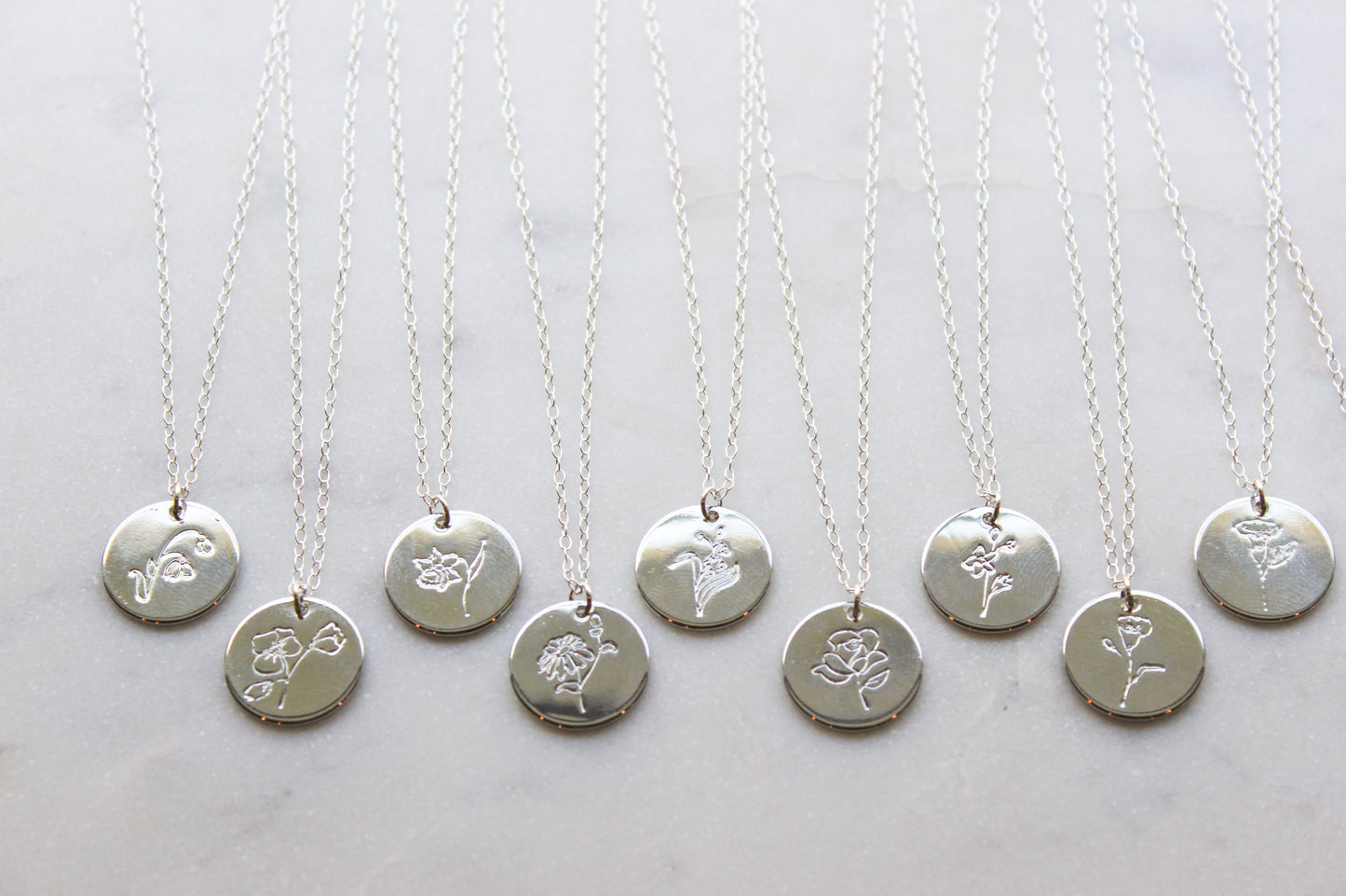 Silver Birth Flower Necklace