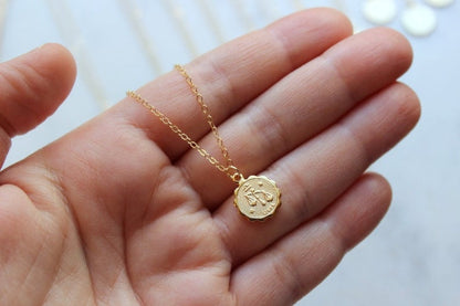 Gold Zodiac Necklace, Gold Coin Necklace, Celestial Necklace